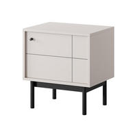 NACHTTISCH Panda Beige, Schwarze Beine, Nachtkommode - Beige/Schwarz, Holzwerkstoff (54/57/39cm) - Bettso