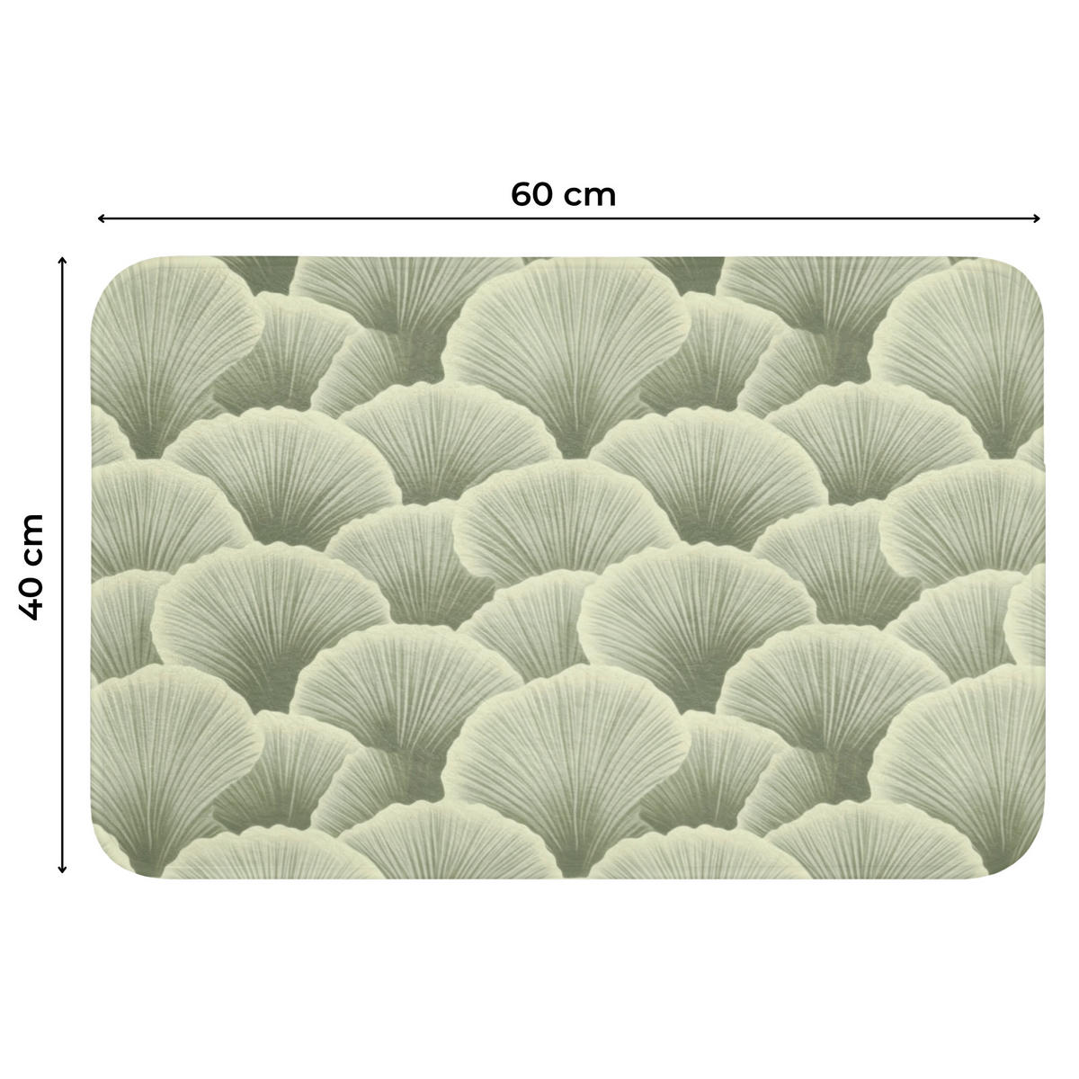 WC PŘEDLOŽKA Vějíř - list - zelený 60x40 cm - pastelově zelená, textil/plast (60/1cm) - OnlyWow
