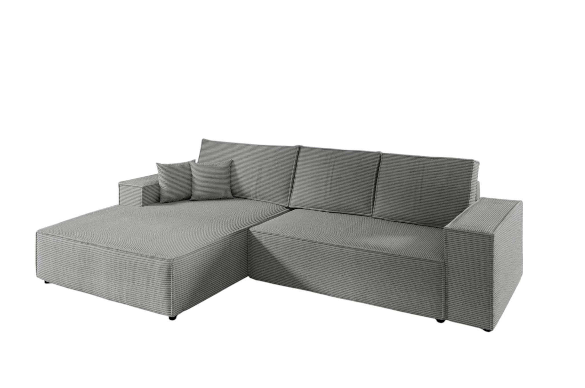ECKSOFA Corunia In Poso - Grau, Holzwerkstoff/Textil (294/185cm) - Fun Möbel