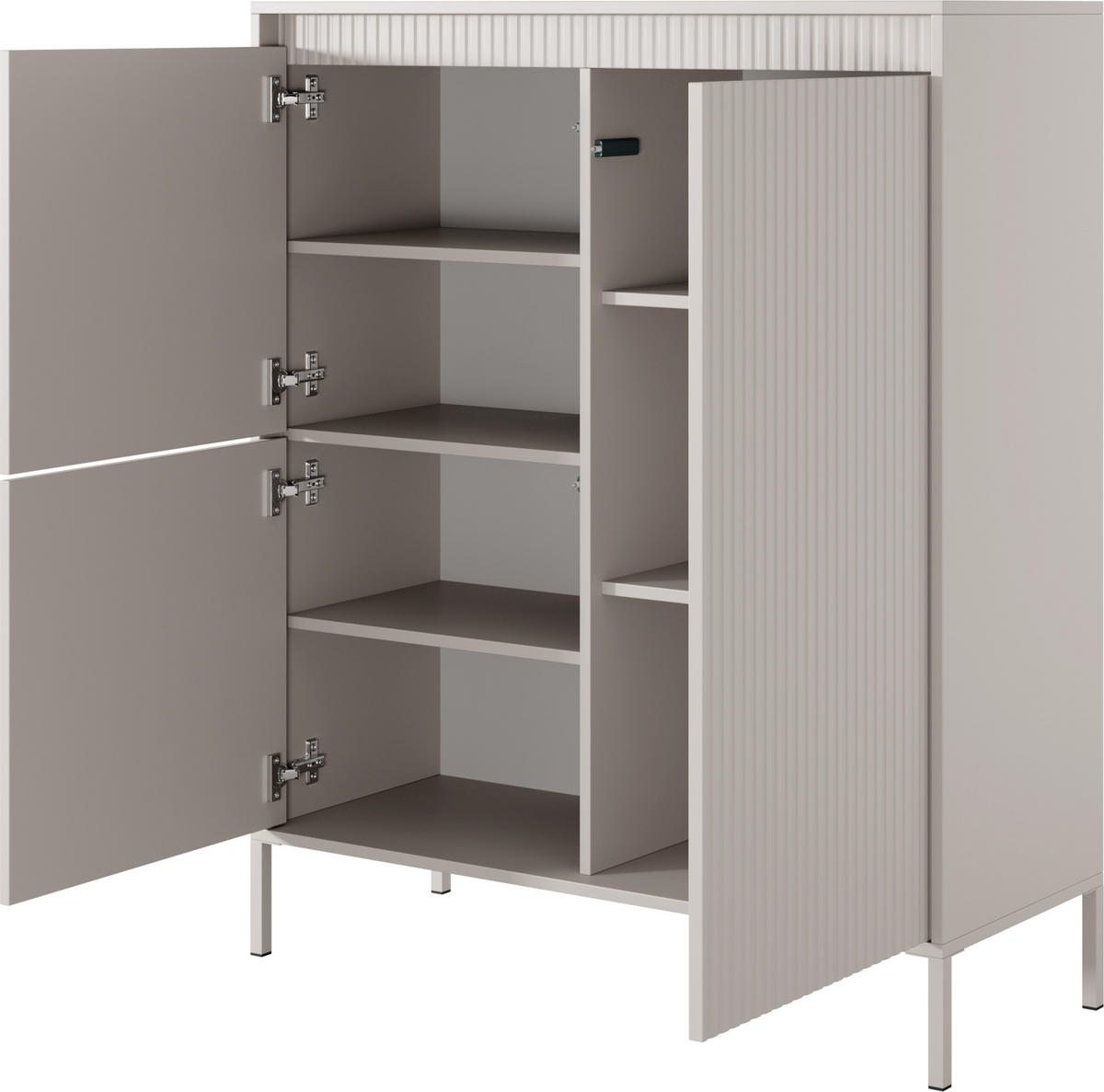HIGHBOARD Cindy Beige 104/123/40 cm - Beige/Braun, Holzwerkstoff/Metall (103.5/123.4/39.5cm) - WFL GROUP