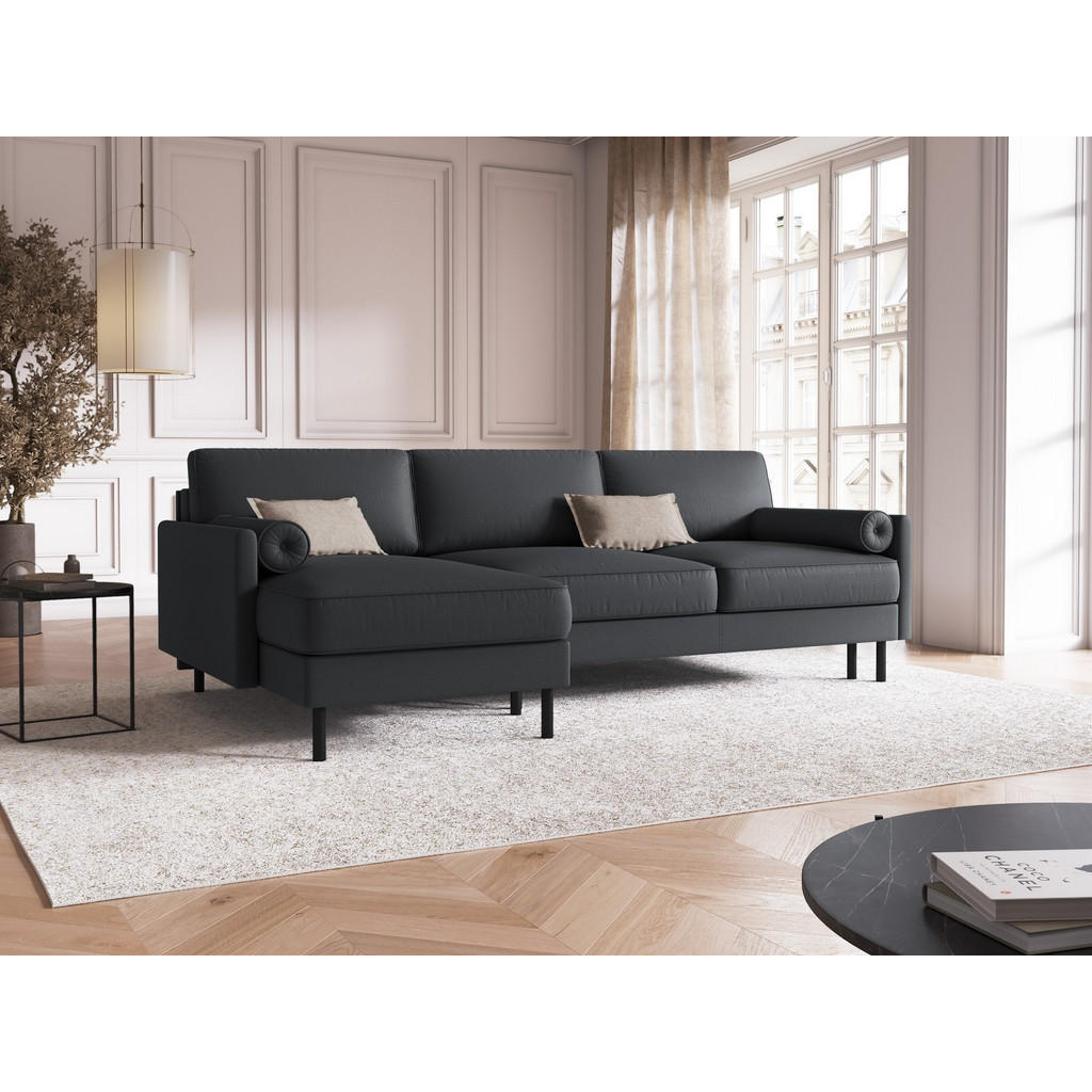 Thumbnail - Micadoni Ausklappbares-Ecksofa, Dunkelgrau, Textil, 5-Sitzer, L-Form, 212x142 cm, Hergestellt in Europa, Wohnzimmer, Sof...
