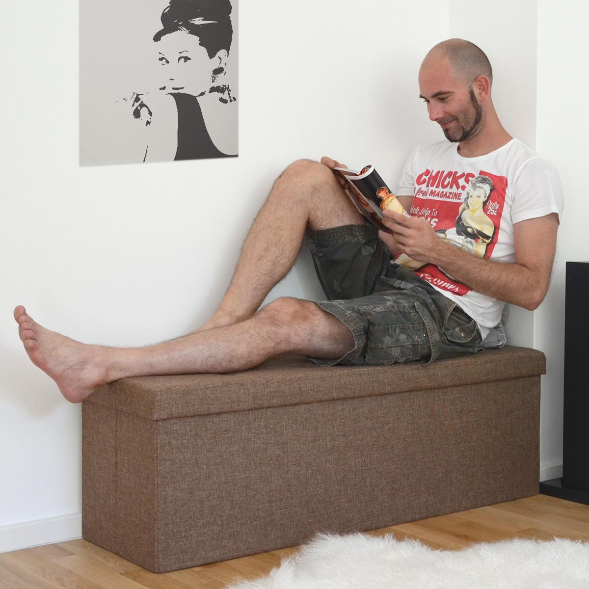 SITZBANK Faltbar, 110/38/38 cm, mit 2 Trennwänden, 120 Liter, Braun - Braun, Kunststoff (38/38/110cm) - Dunedesign
