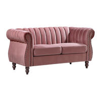 CHESTERFIELD-SOFA - 2-Sitzer - Samt - Altrosa - TRUMBO - Pink, Textil (150/77/78cm) - Vente-Unique