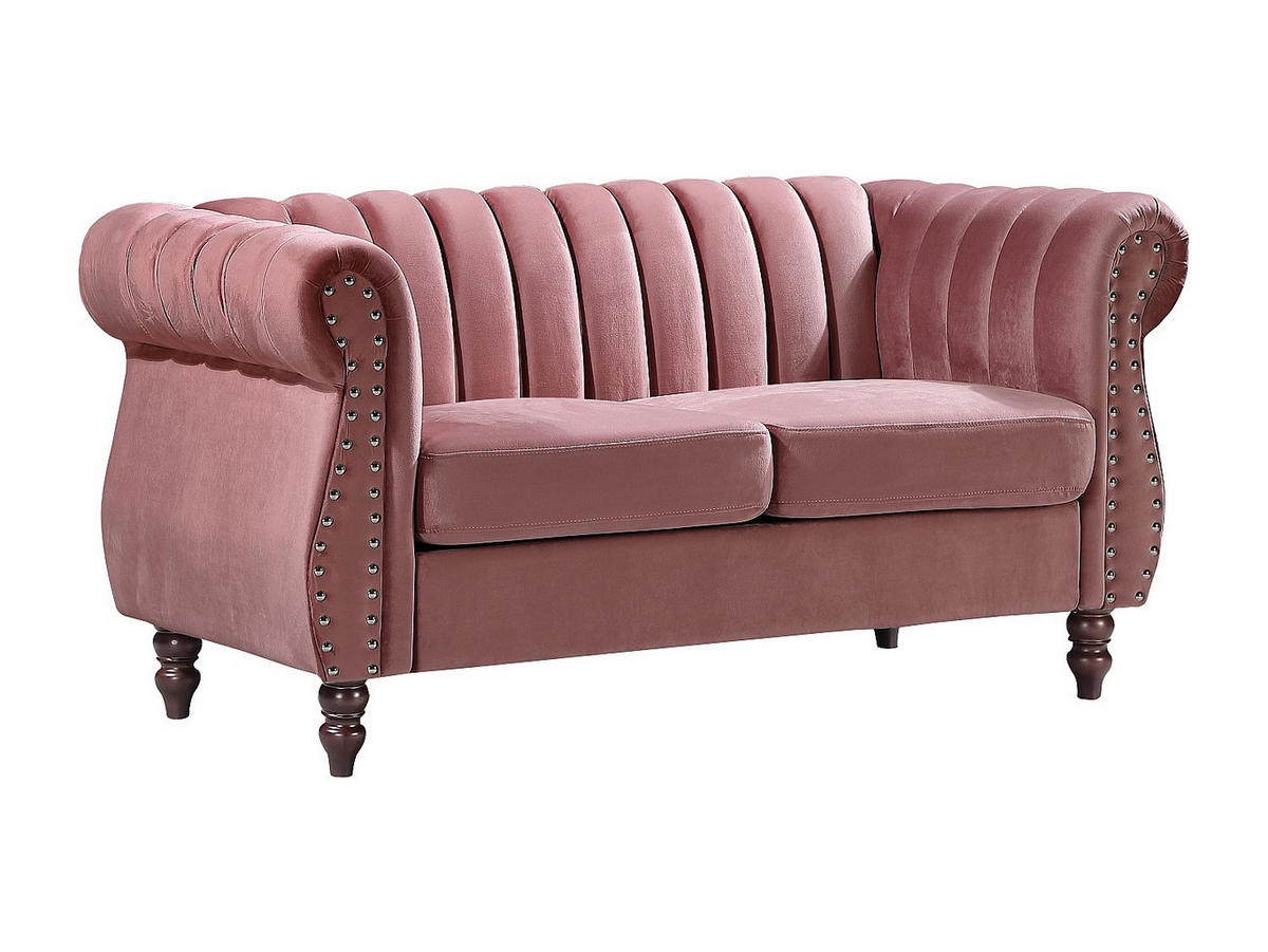 CHESTERFIELD-SOFA - 2-Sitzer - Samt - Altrosa - TRUMBO - Pink, Textil (150/77/78cm) - Vente-Unique