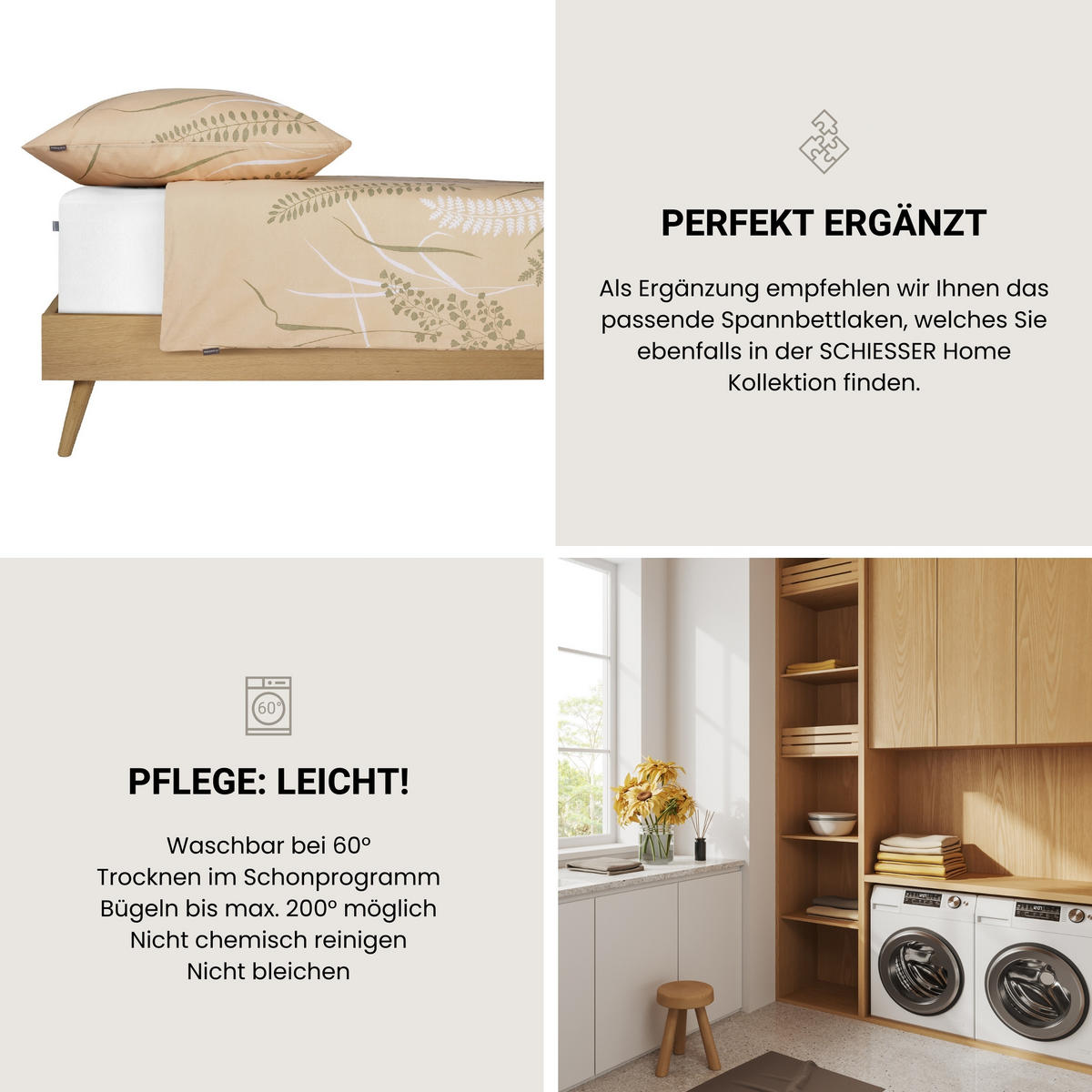 BETTWÄSCHESET Annic - Renforcé - 2-teilig - 135 x 200 cm - Sand - Sandfarben, Textil (135/200cm) - SCHIESSER