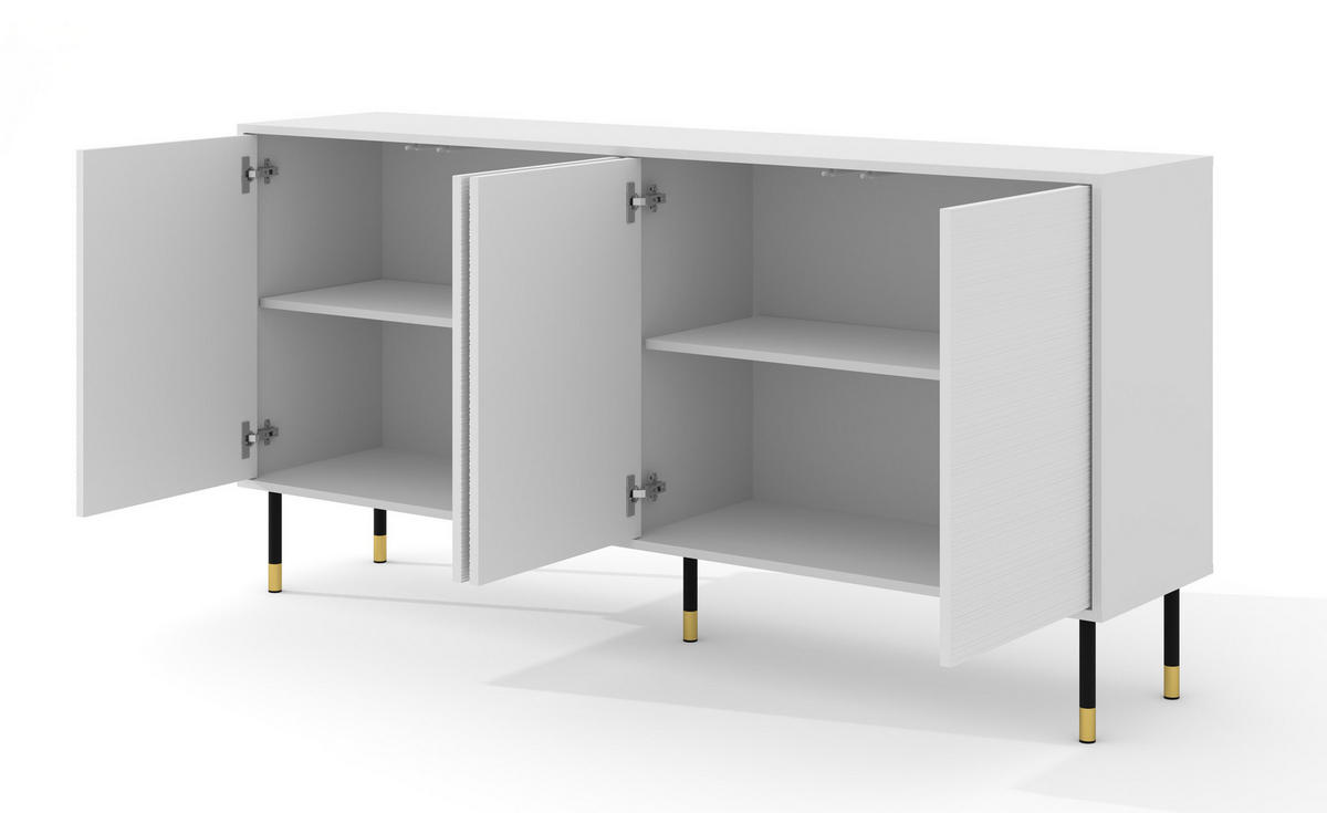 TV LOWBOARD Weiß, Schwarz, Gold 180/89/40 - Schwarz/Weiß, Holzwerkstoff (180/89/40cm) - RAUMHIRSCH FURNITURE