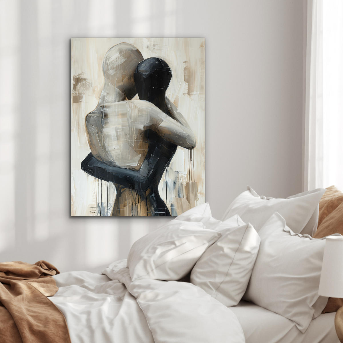 KOVOVÝ OBRAZ Abstraktné - Láska - Čiernobiele - Moderné 60x80 cm - čierna, kov (60/80cm) - MuchoWow