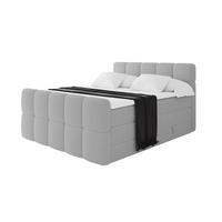 BOXBETT mit Matratze H3/H4 - FAMA-Z KING - 180x200 cm Hellgrau Quelle - Hellgrau, Holzwerkstoff (180/200cm) - ALTDECOR