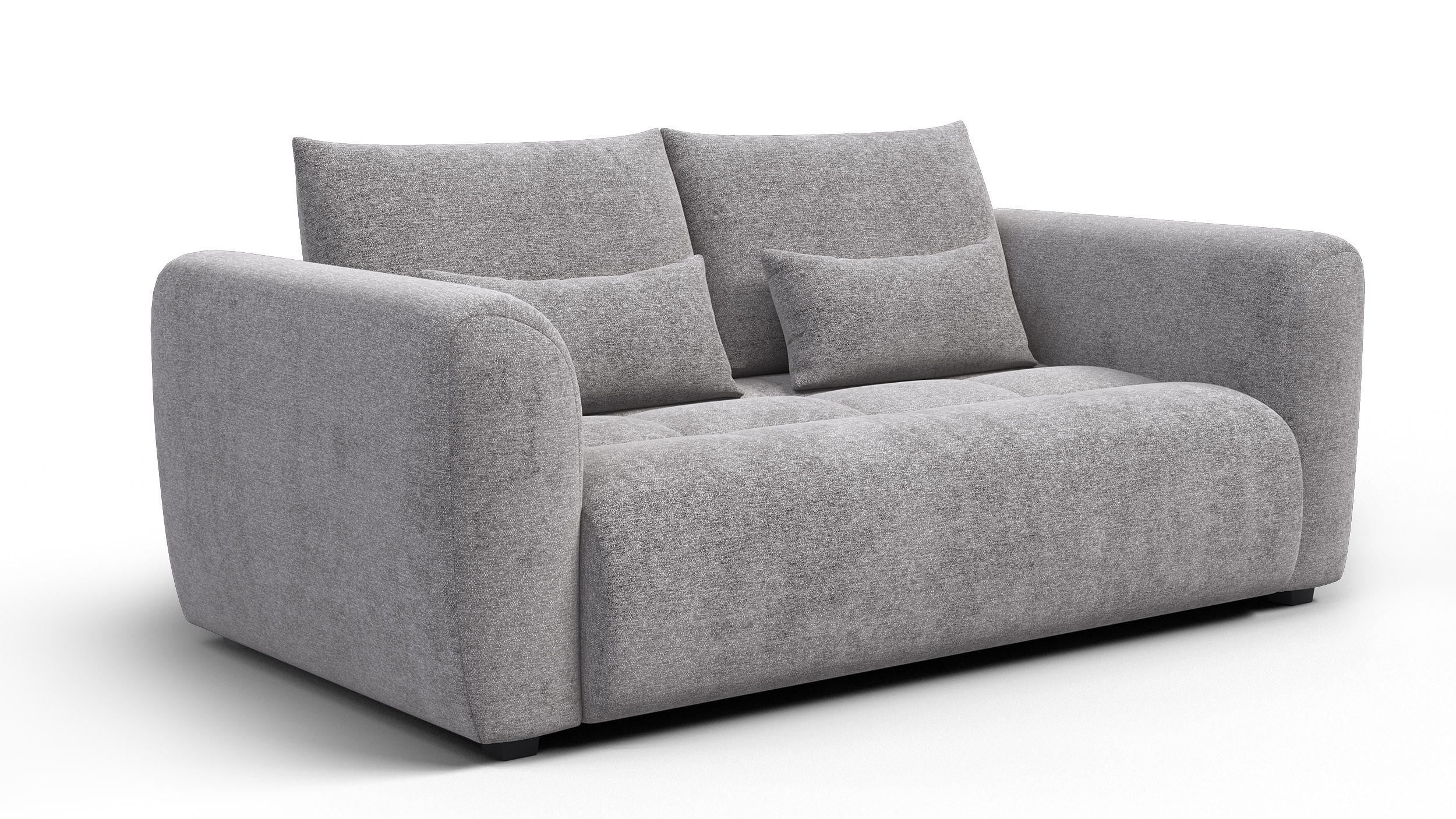 SOFA SORENO 3-Sitzer, platingrau - Schwarz/Grau, Holz/Textil (214/94/114cm) - Courtois Laville