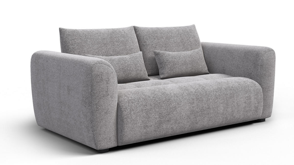 SOFA SORENO 3-Sitzer, platingrau - Schwarz/Grau, Holz/Textil (214/94/114cm) - Courtois Laville