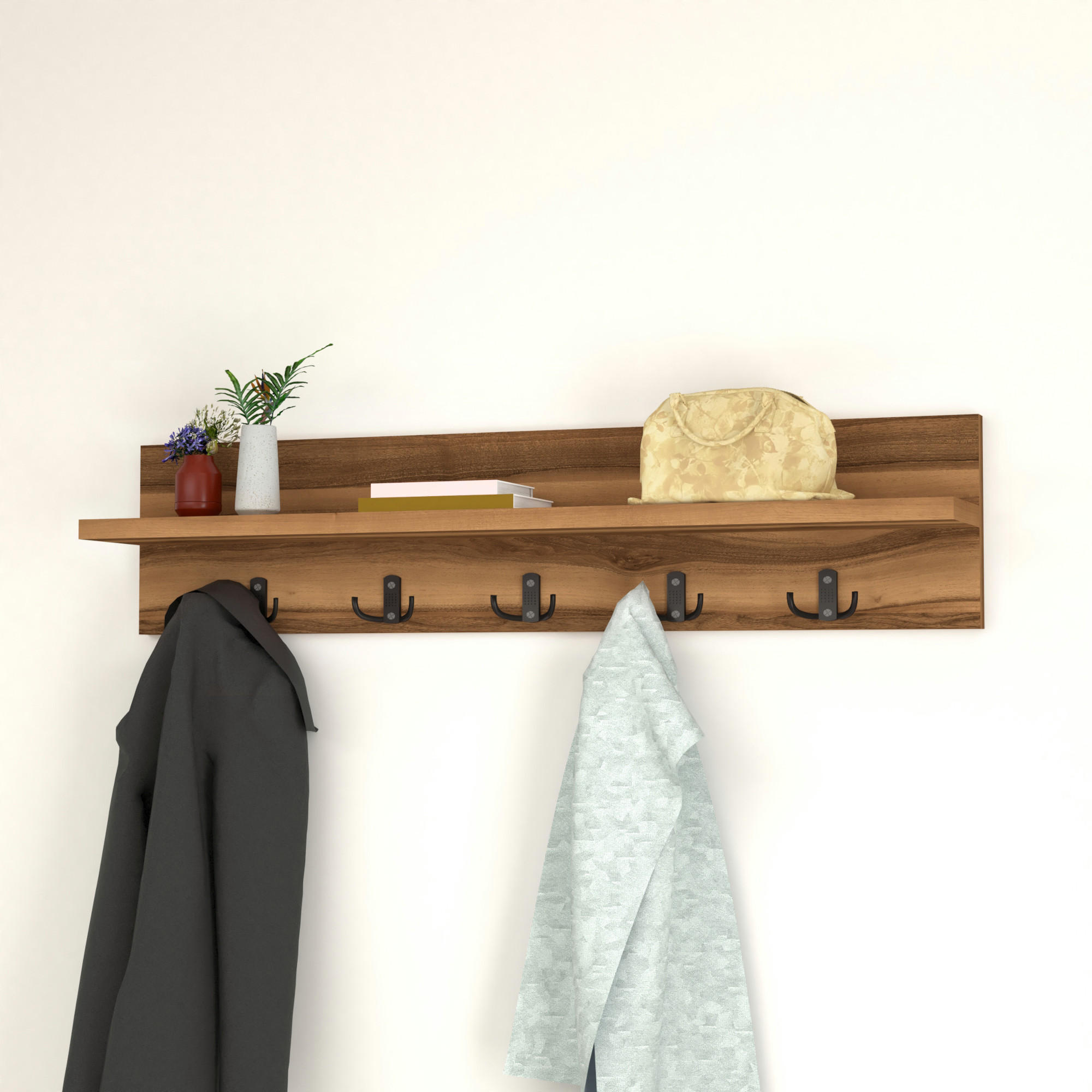 WANDGARDEROBE Hammarö - Walnussfarben, Holzwerkstoff (80/18/13cm) - [en.casa]