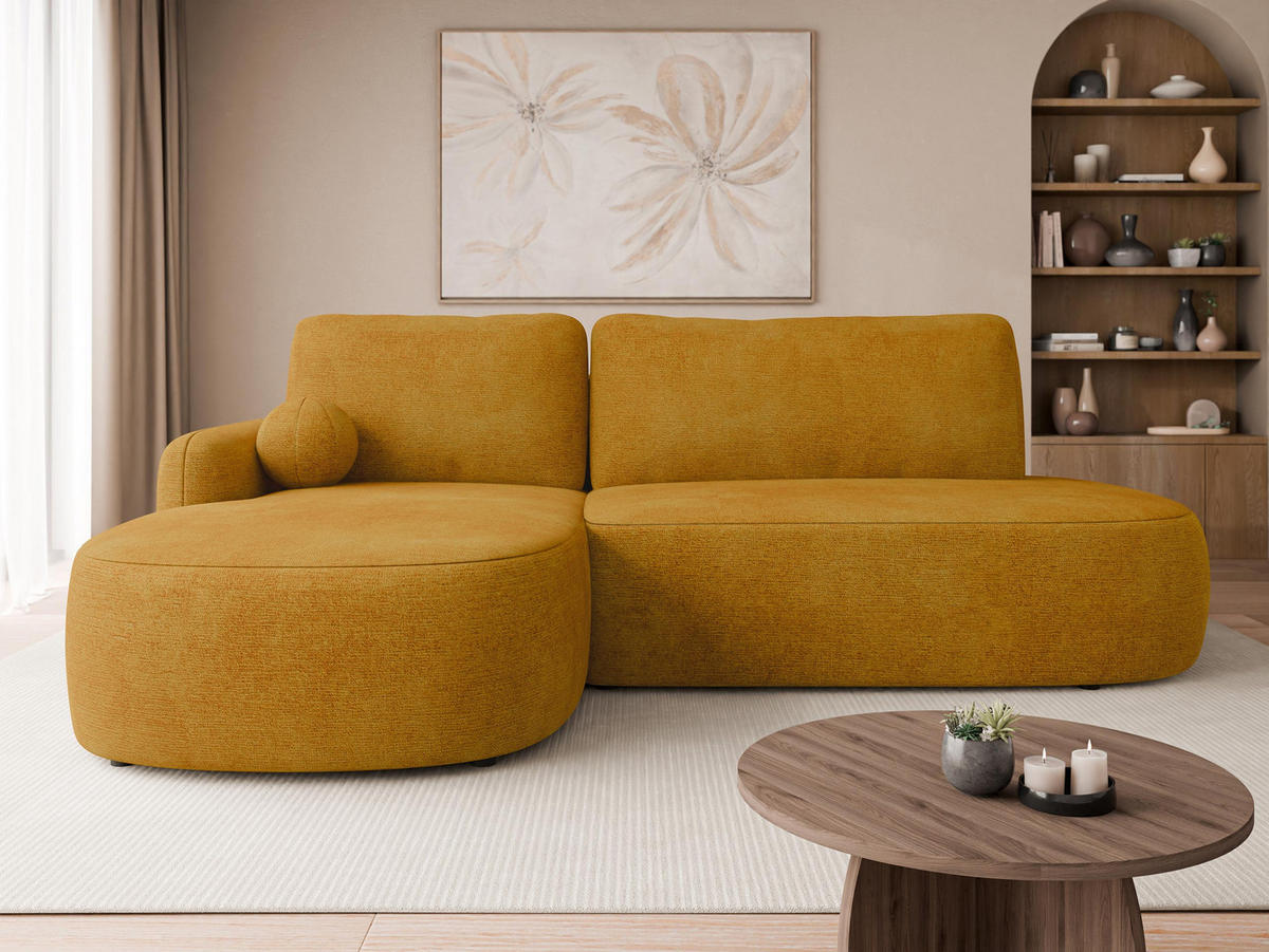 ECKSOFA Loridu O, Seite: Links - Gelb/Schwarz, Holz/Kunststoff (274/174cm) - MIRJAN24