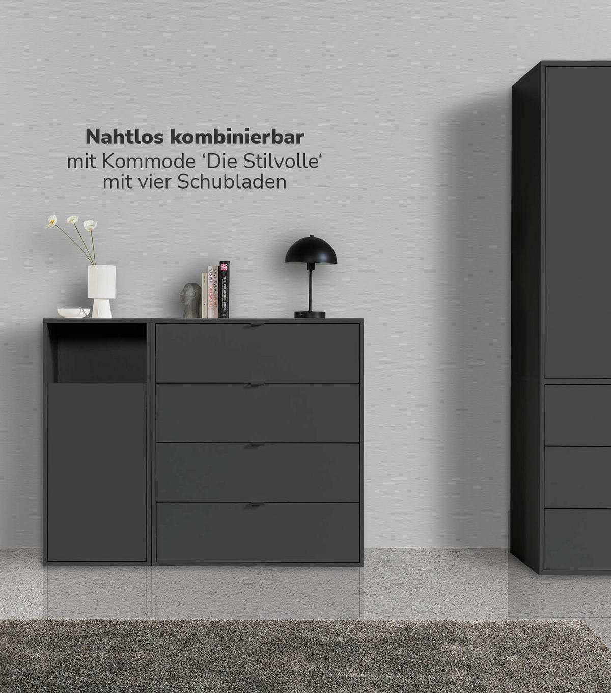 WÄSCHESCHRANK Der Wäschehüter - Schwarz, Holzwerkstoff (41/95/40cm) - Mokebo