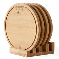 SCHNEIDEBRETT Set mit Halter Hemero 4tlg - Buchefarben, Holz (32/8cm) - KONSIMO®