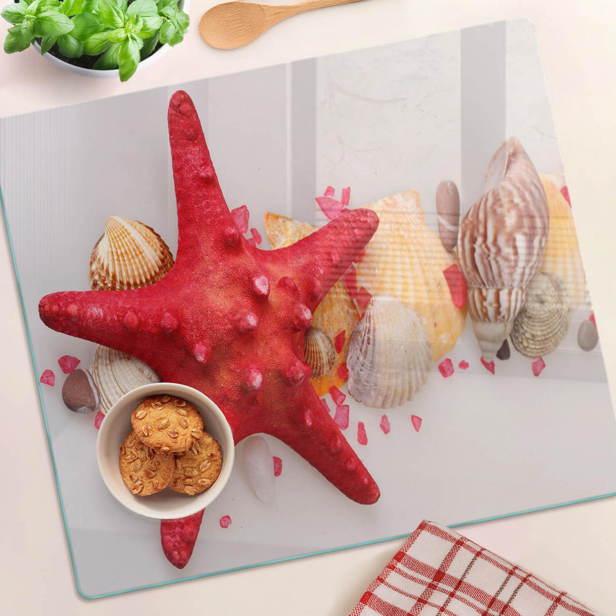GLASPLATTE 60x52 cm Seesternschalen - Rot, Glas (60/52cm) - TULUP