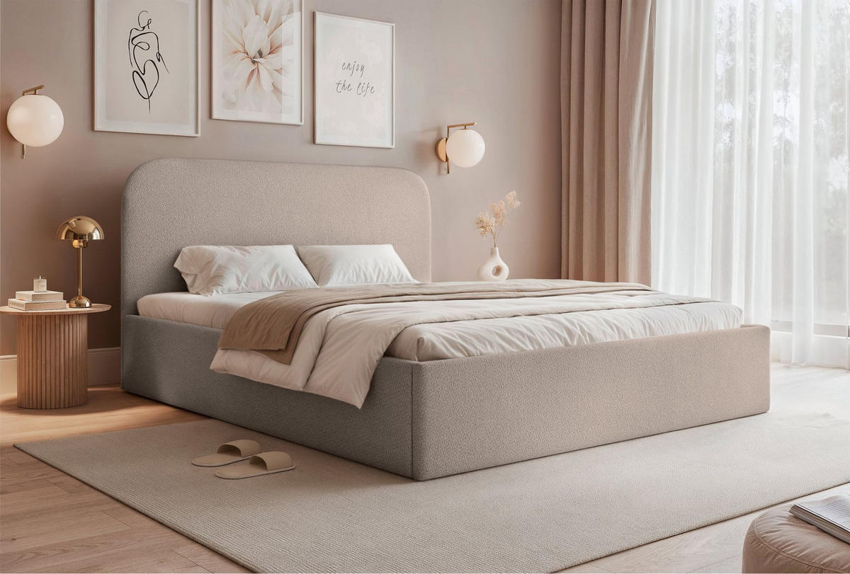 POLSTERBETT Sonvivo Beige Chenille 180x200 cm - Beige, Kunststoff/Textil (180/200cm) - Selsey