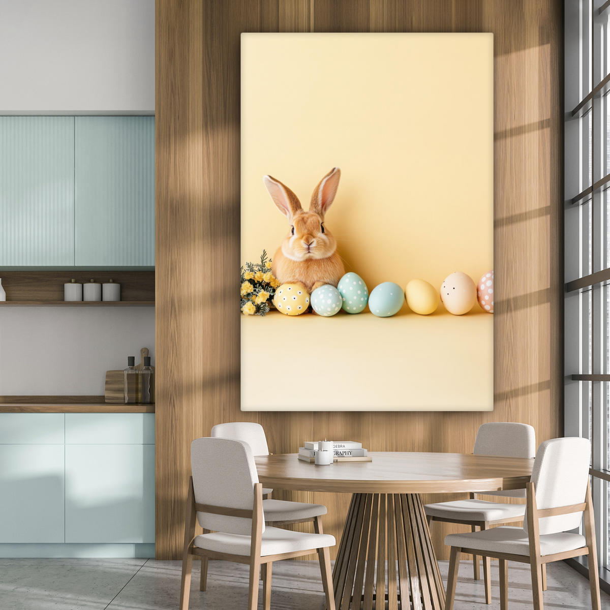 SLIKA NA PLATNU Velikonočna jajca 90x140 cm - svetlo rumena, tekstil (90/140cm) - MuchoWow
