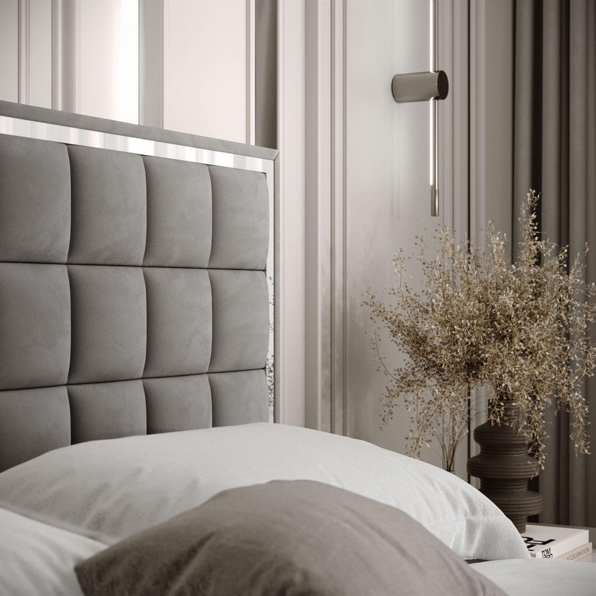 POLSTERBETT ISADORA SILVER mit Bettkasten 160x200 cm Royal Velvet 250 - Grau, Textil (160/200cm) - Lookway