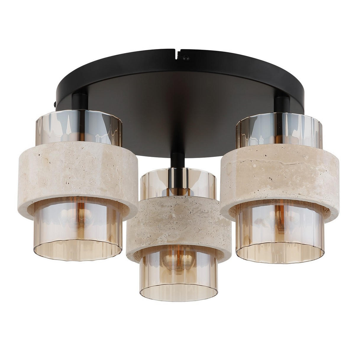 DECKENLEUCHTE DAREN, Metall, Schwarz, 3-flammig - Schwarz, Glas (37.5/37.5/20.5cm) - Globo Lighting