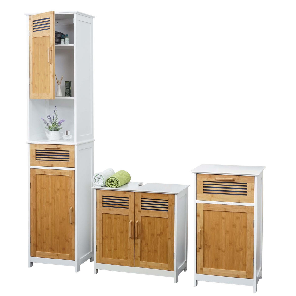 BADSET Braun 3-tlg.-Set - Braun, Holz (40/180/31cm) - MCW