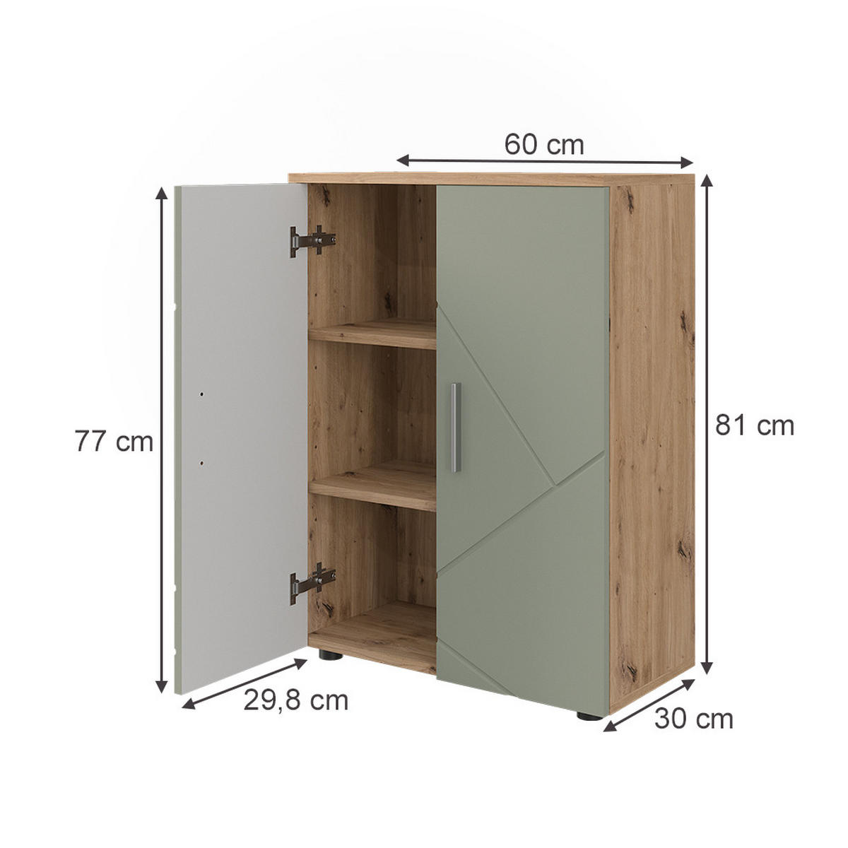 MIDISCHRANK Irma Salbeigrün 60 x 81 cm - Salbeigrün, Holzwerkstoff (60/81/30cm) - Vicco