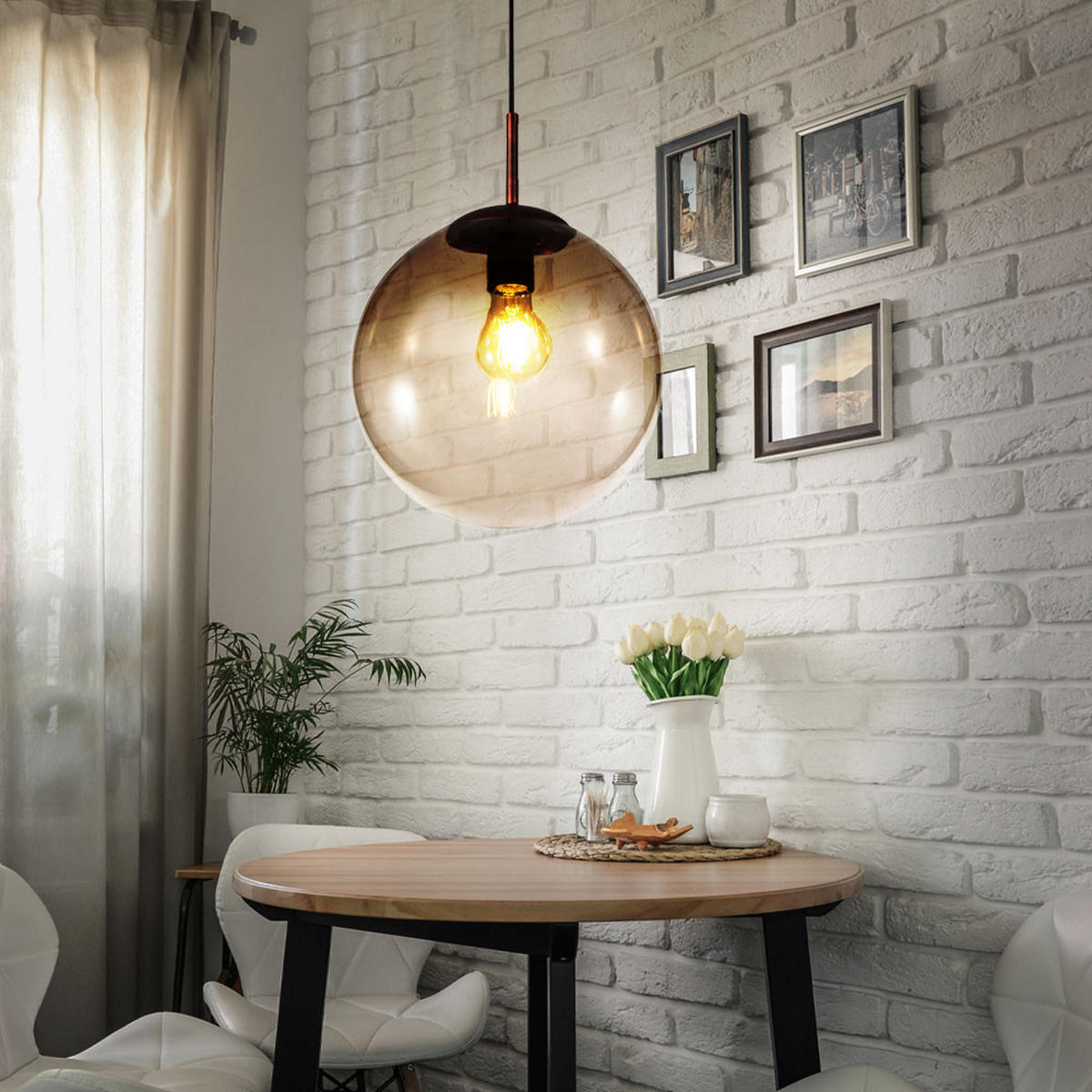 HÄNGELEUCHTE VARUS Glas Orange - Orange, Glas (25/25/120cm) - Globo Lighting