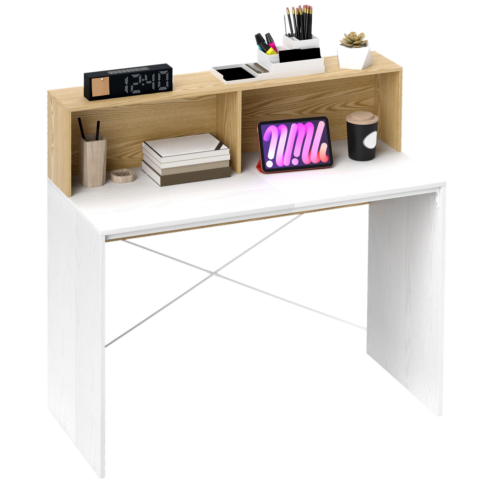 BÜROTISCH Weiß und Naturholz 1 Stück - Multicolor, Holzwerkstoff (80/40/102.6cm) - GiPP