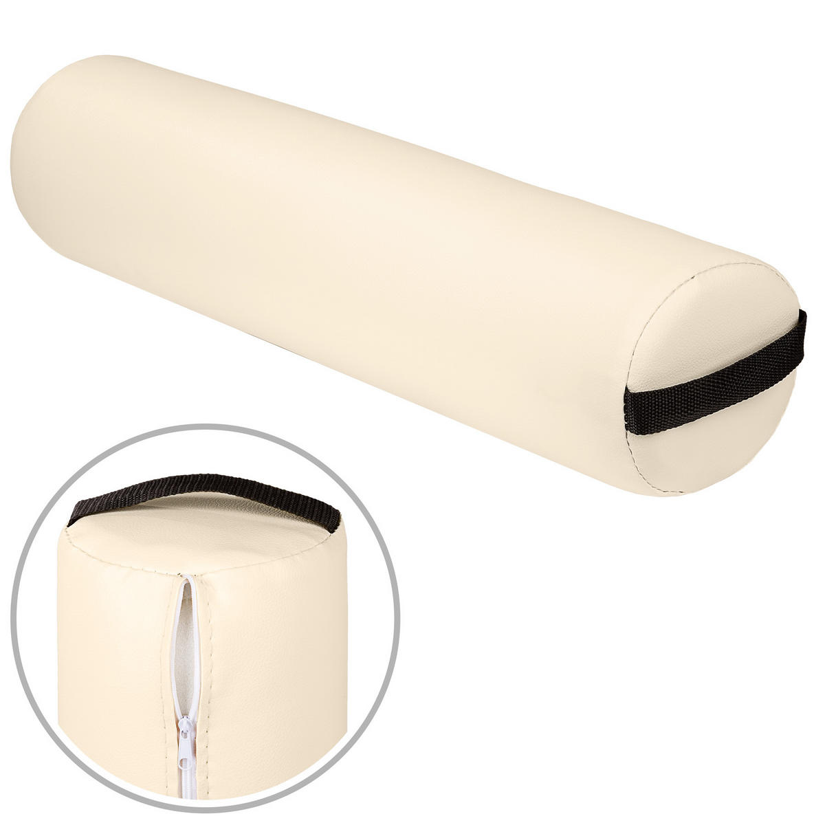 HOCKER mit 2 Lagerungsrollen, leichte Reinigung,beige - Beige, Textil (34/54/34cm) - tectake