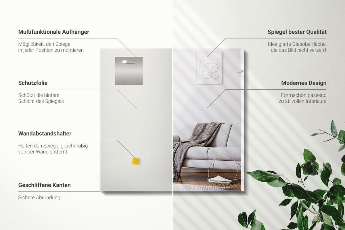 SPIEGEL Rechteckig 50x50 cm - Transparent, Glas (50/50/0.4cm) - Wallfluent