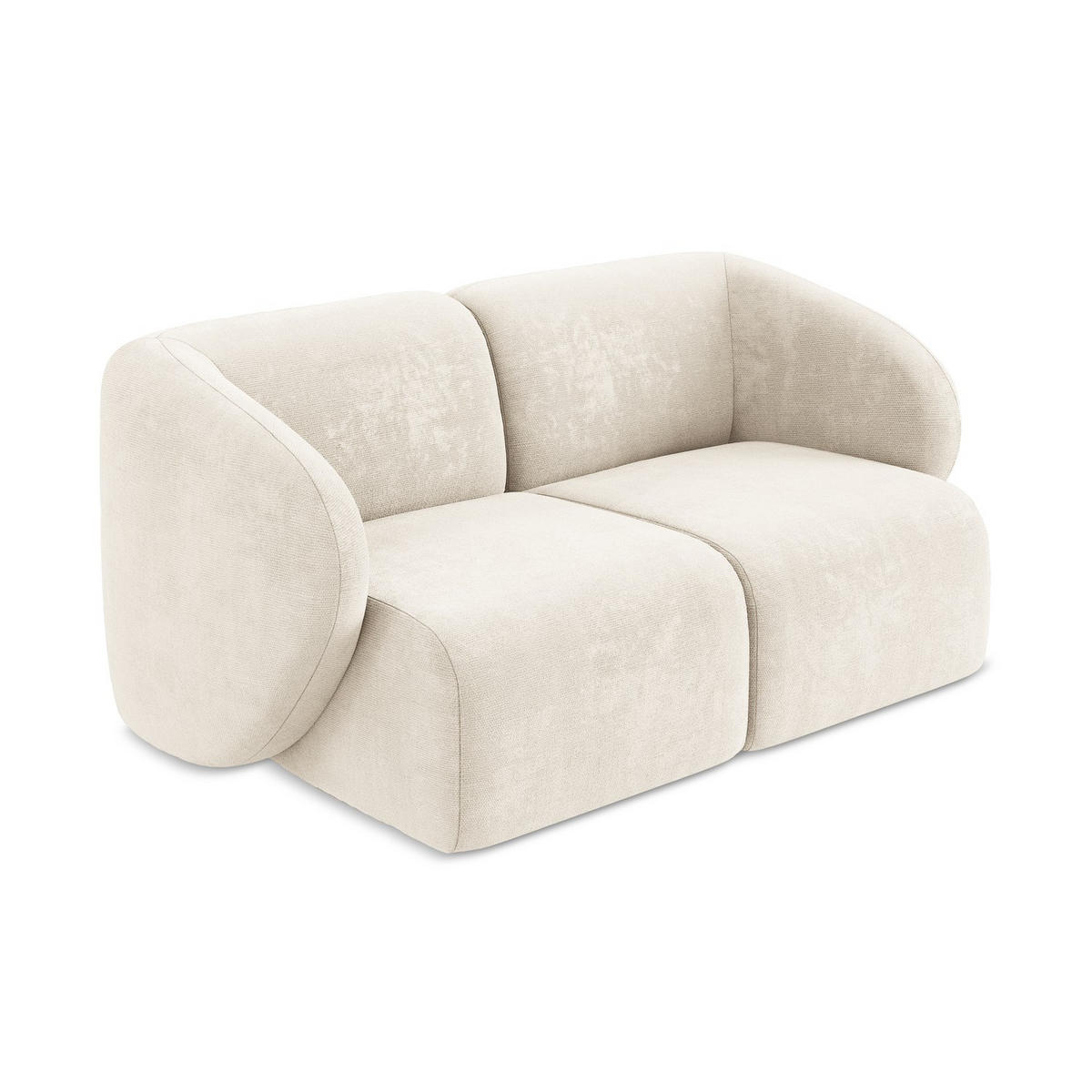 2-SITZER-SOFA Chenille Stoff Beige - Creme/Schwarz, Holzwerkstoff/Kunststoff (174/75/94cm) - LaMiaSofa