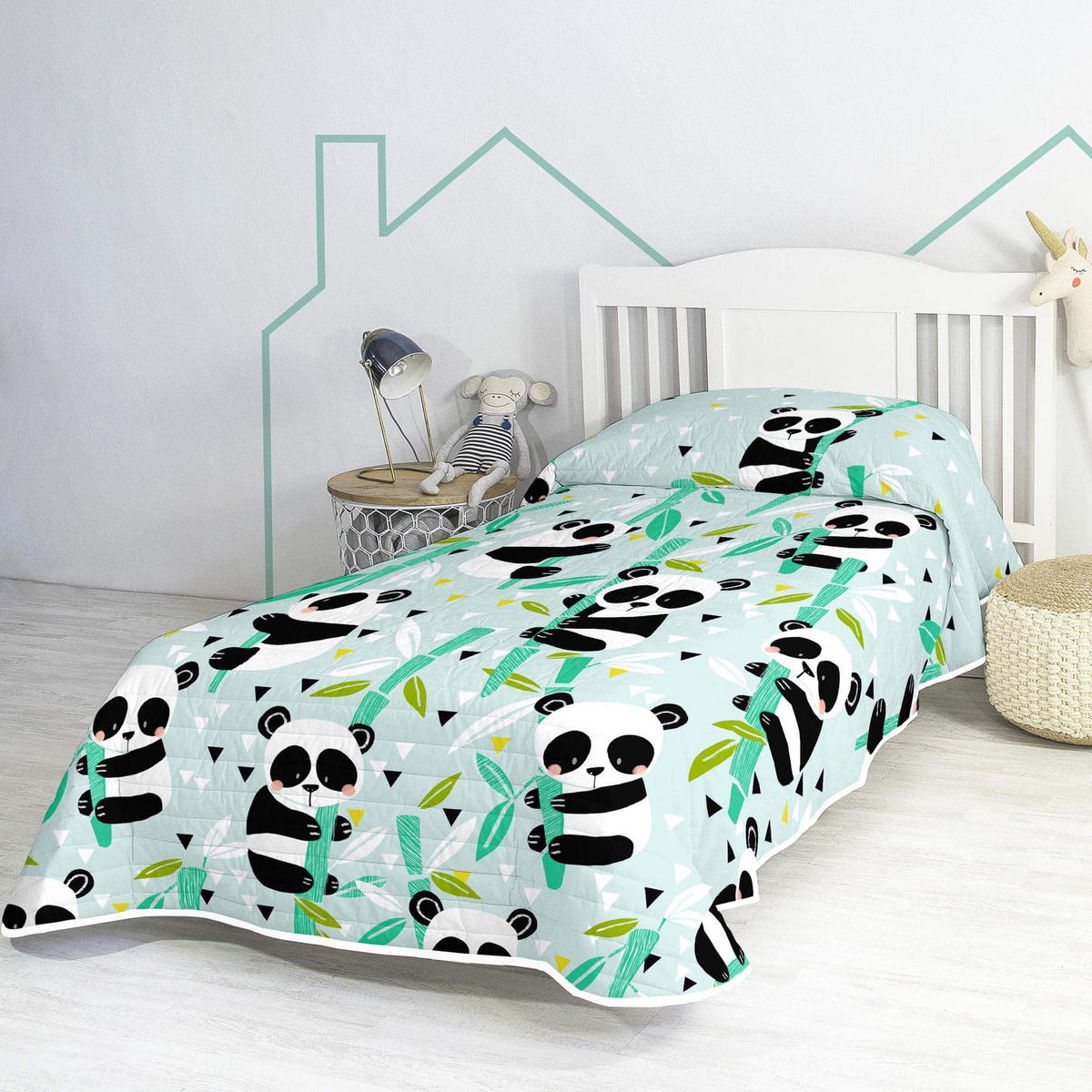 TAGESDECKE panda garden blue 180x260 cm (bett 80/90/105) blau - Blau, Textil (180/260cm) - Happy Friday