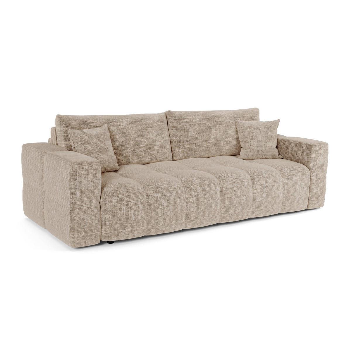 SCHLAFSOFA Express VIBE Geprägter Samt Beige 206cm - Beige, Textil (206/80/100cm) - Premium Interiors