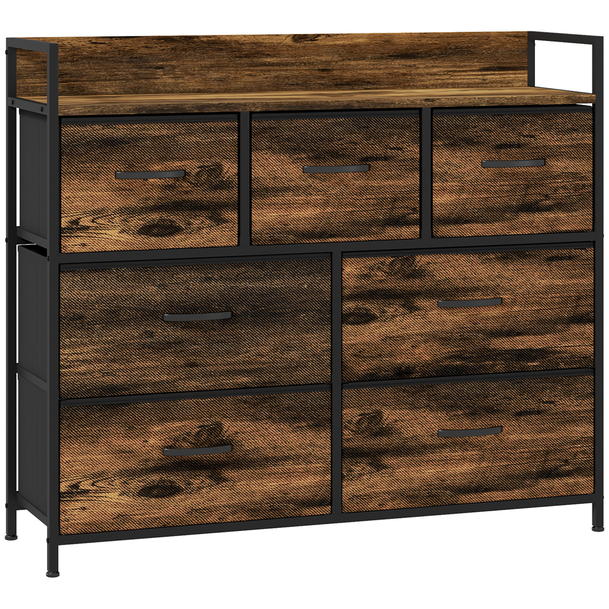 KOMMODE, Sideboard, Rustikal-Braun - Braun, Textil (29/85/98cm) - HOMCOM