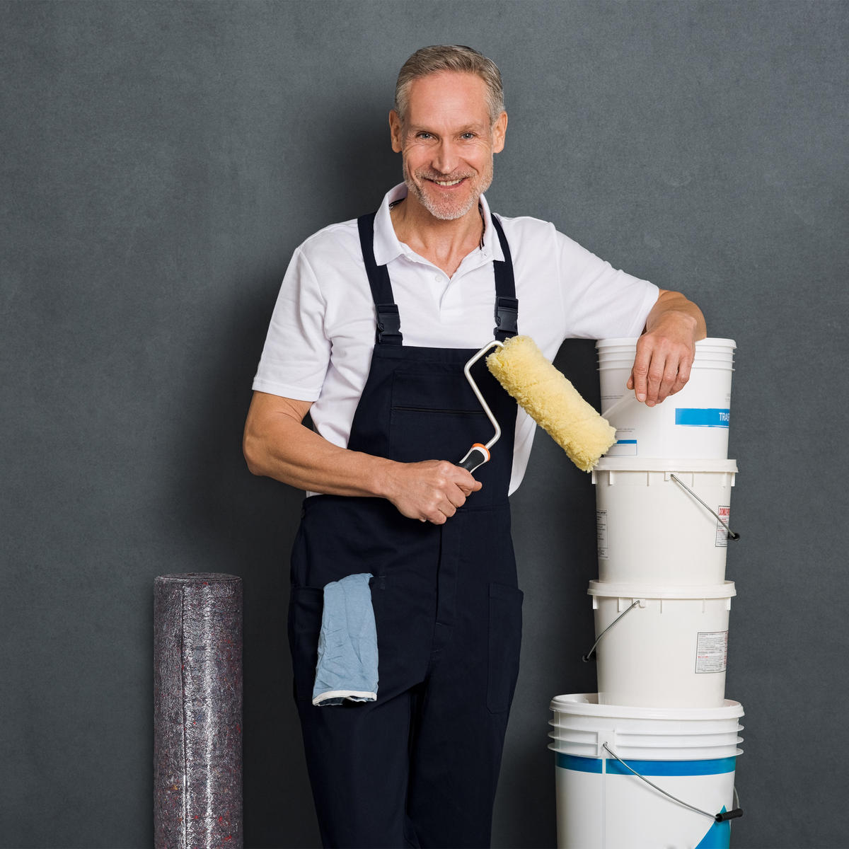 MALERVLIES 1x25m - Grau, Kunststoff/Textil - Relaxdays