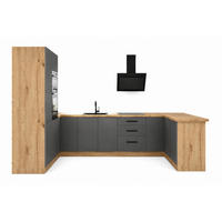ECKKÜCHE 210 x 320 x 150 cm – Nexa K103-G680 – in Beige / Matt - Beige/Schwarz, Holz/Metall (320/212/58cm) - ROYAL24_MARKT
