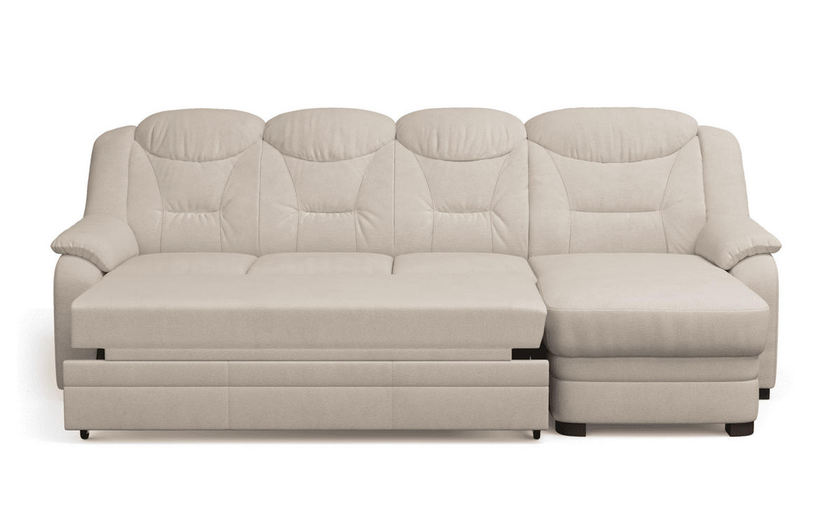 ECKSOFA mit Schlaffunktion – weiches Chenille-Gewebe - Sandfarben/Beige, Holz/Kunststoff (162/257cm) - Cotta