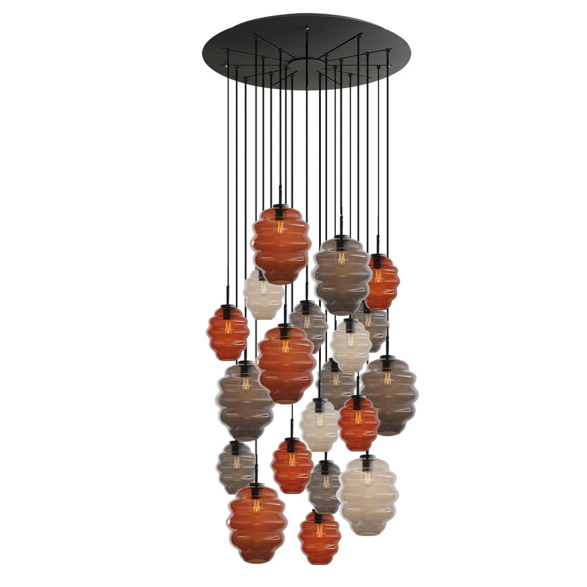 GALERIELEUCHTE Echos 20-flammig Mehrfarbig Ø 18/25cm - Multicolor/Schwarz, Glas (18/18/20cm) - s.luce