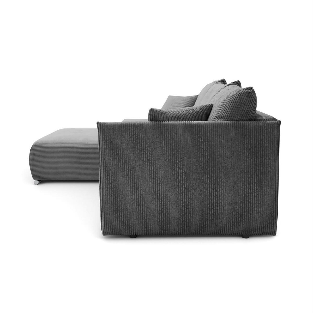 ECKSOFA LAVIO L mit Schlaffunktion und Bettzeugkasten Linke - Grau, Textil (246/188cm) - Lookway