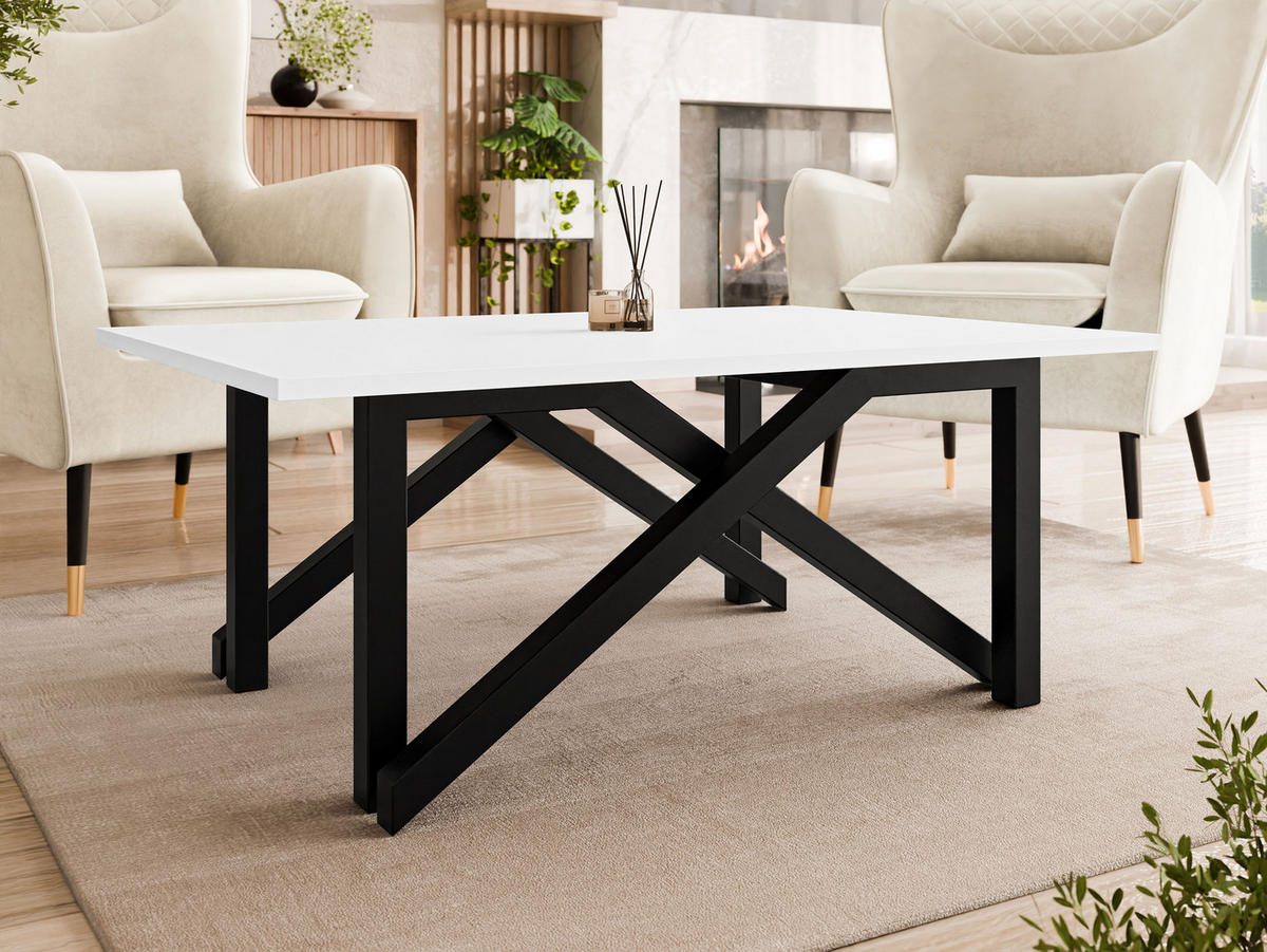 2-IN-1 COUCHTISCH UND ESSTISCH Xena Bis - Schwarz/Weiß, Holzwerkstoff/Metall (70/100/45cm) - MIRJAN24