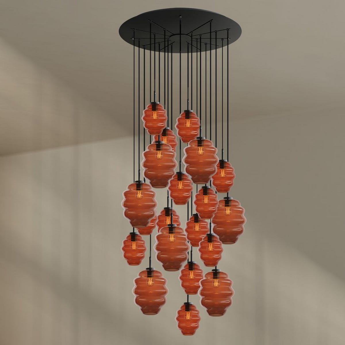 GALERIELEUCHTE Echos 20-flammig Braun Ø 18/25cm - Schwarz/Braun, Glas (18/18/20cm) - s.luce