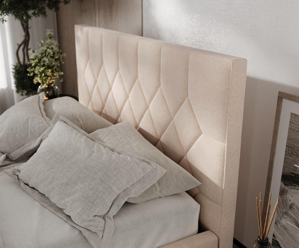 POLSTERBETT Brisa 180/200 cm Creme im Asti Stoff - Creme/Schwarz, Holz/Holzwerkstoff (180/200cm) - AltaBeds