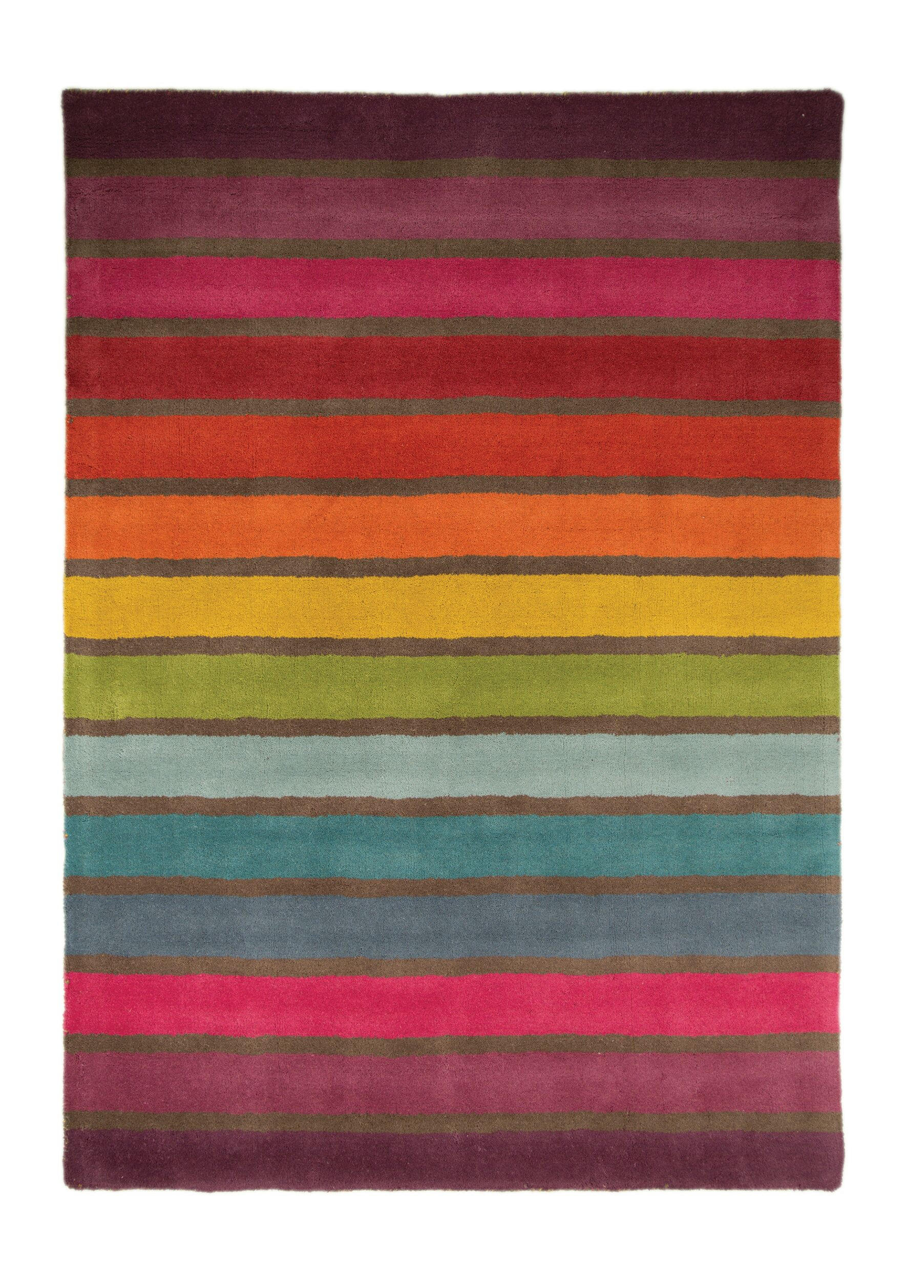 WOLLTEPPICH Bunt Streifenmuster handgetuftet DERWENT KATE, Multi 200x290 cm - Multicolor, Textil (200/290cm) - KADIMA DESIGN