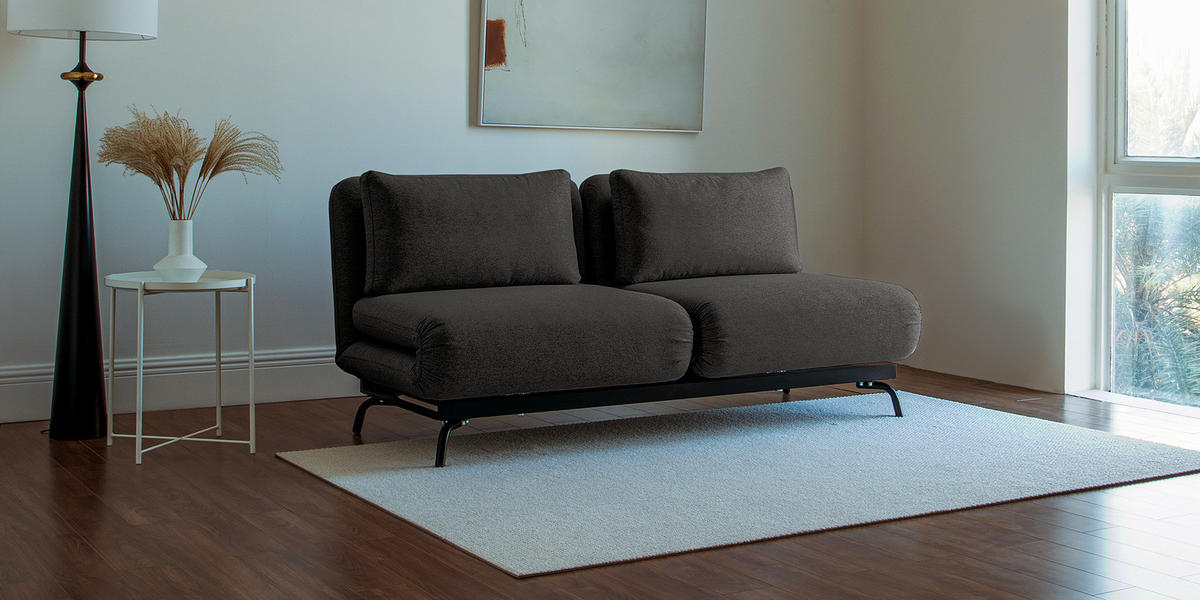 SCHLAFSOFA mit Relaxfunktion - Webstoff - Anthrazit/Schwarz, Textil/Metall (184/78/85cm) - home24