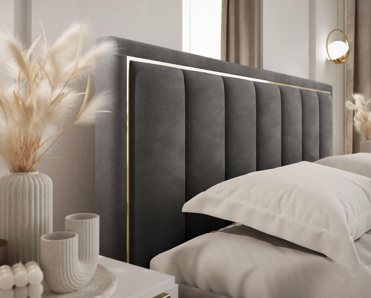 POLSTERBETT AURELIA 140x200 mit Stauraum dla Bettwäsche und Rahmen Jasmine 96 - Hellgrau, Textil (140/200cm) - Lookway
