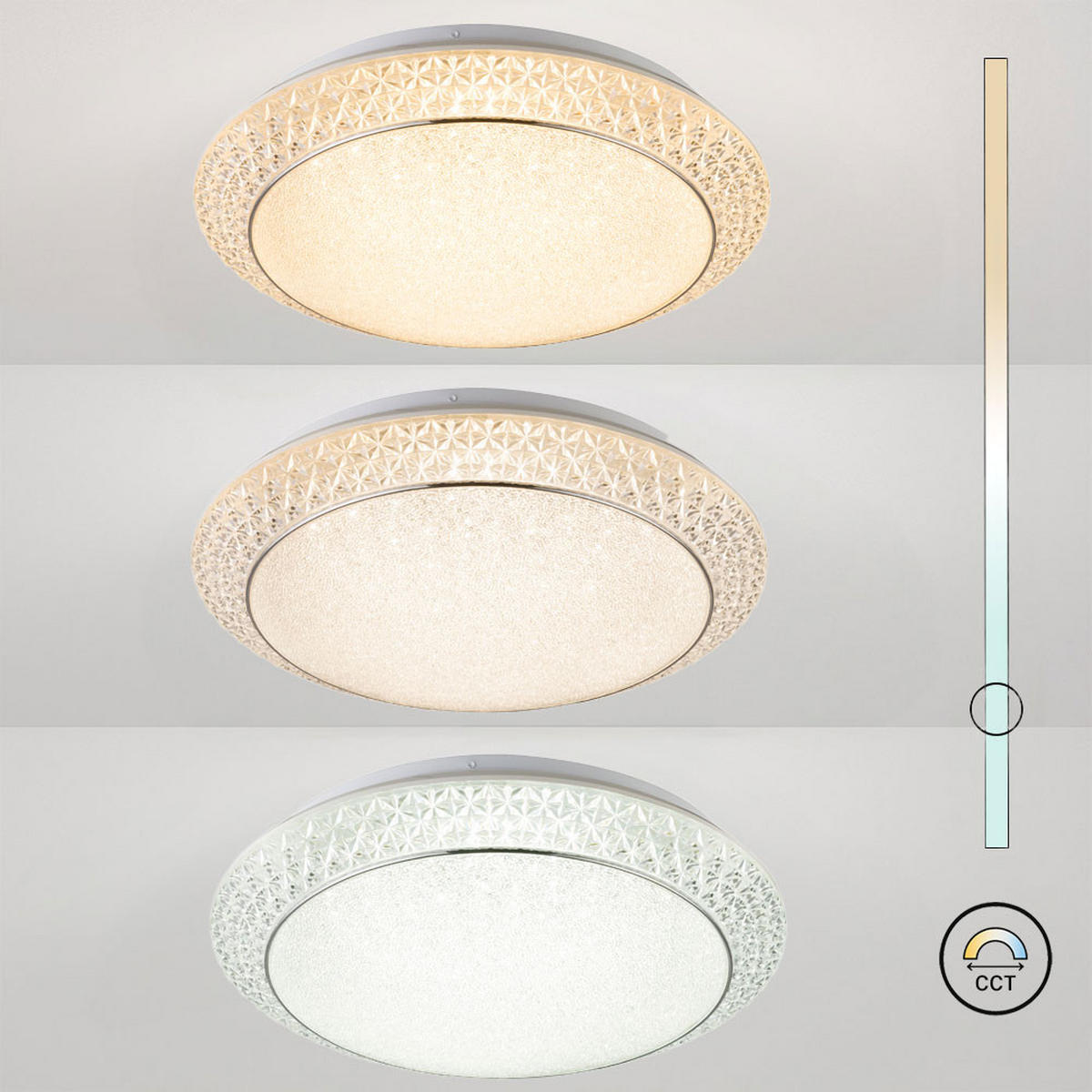 LED DECKENLEUCHTE Kristalloptik Weiß - Weiß, Metall (51/51/12cm) - Globo Lighting