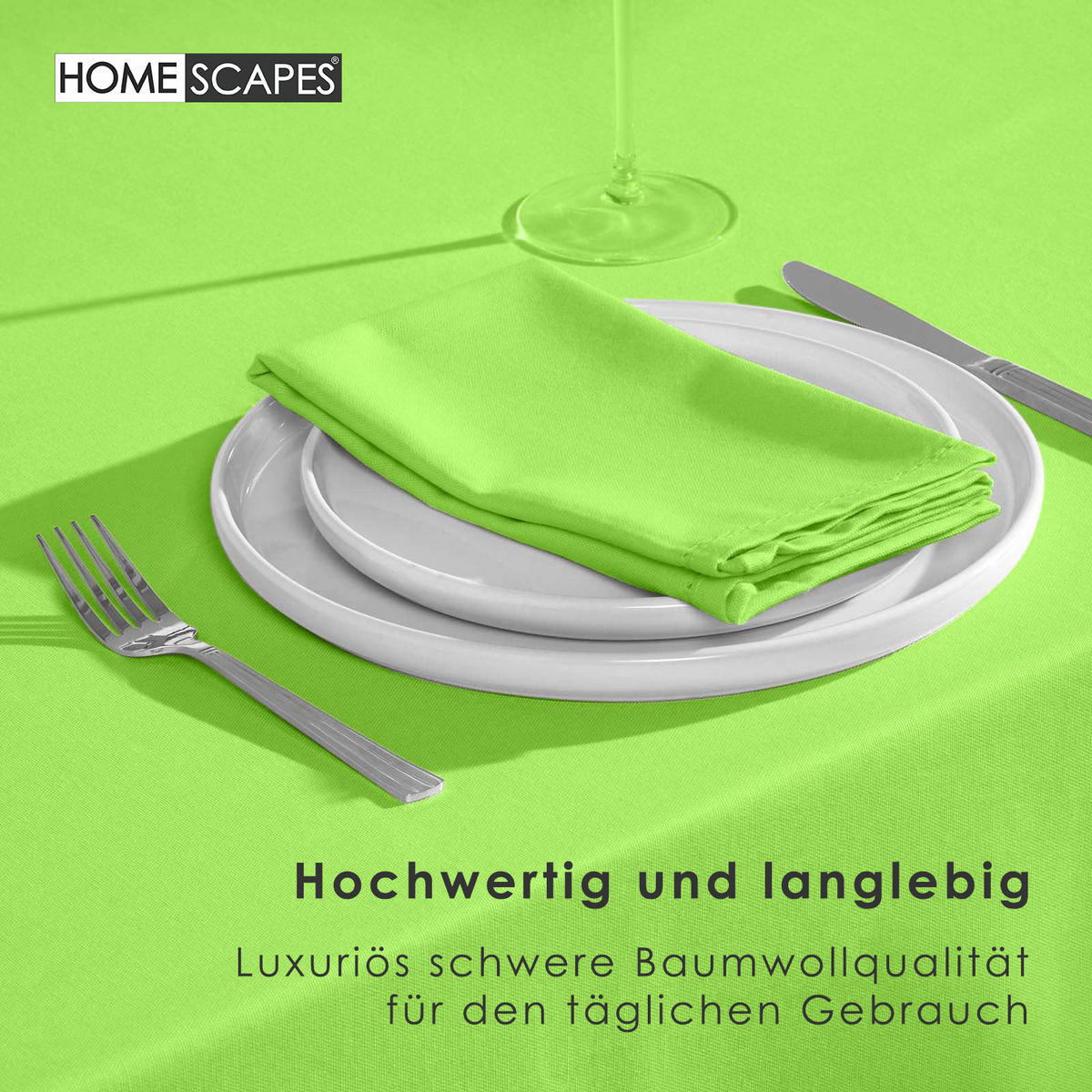 TISCHDECKE limette rund 178 cm, 100% Baumwolle - Limette, Textil (178/178cm) - Homescapes
