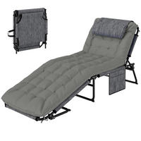 SONNENLIEGE 4-stufig verstellbare Rückenlehne Grau mit Kissen - Grau, Metall (189/33/68cm) - ComfortXL