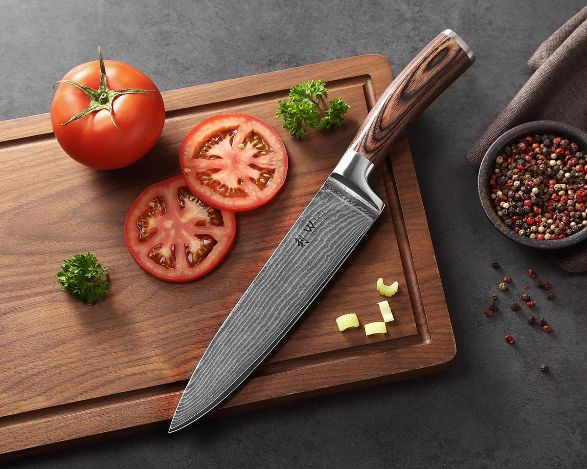 DAMASTMESSER Set 6 tlg. I EDIB - Braun, Holz/Metall - Wakoli