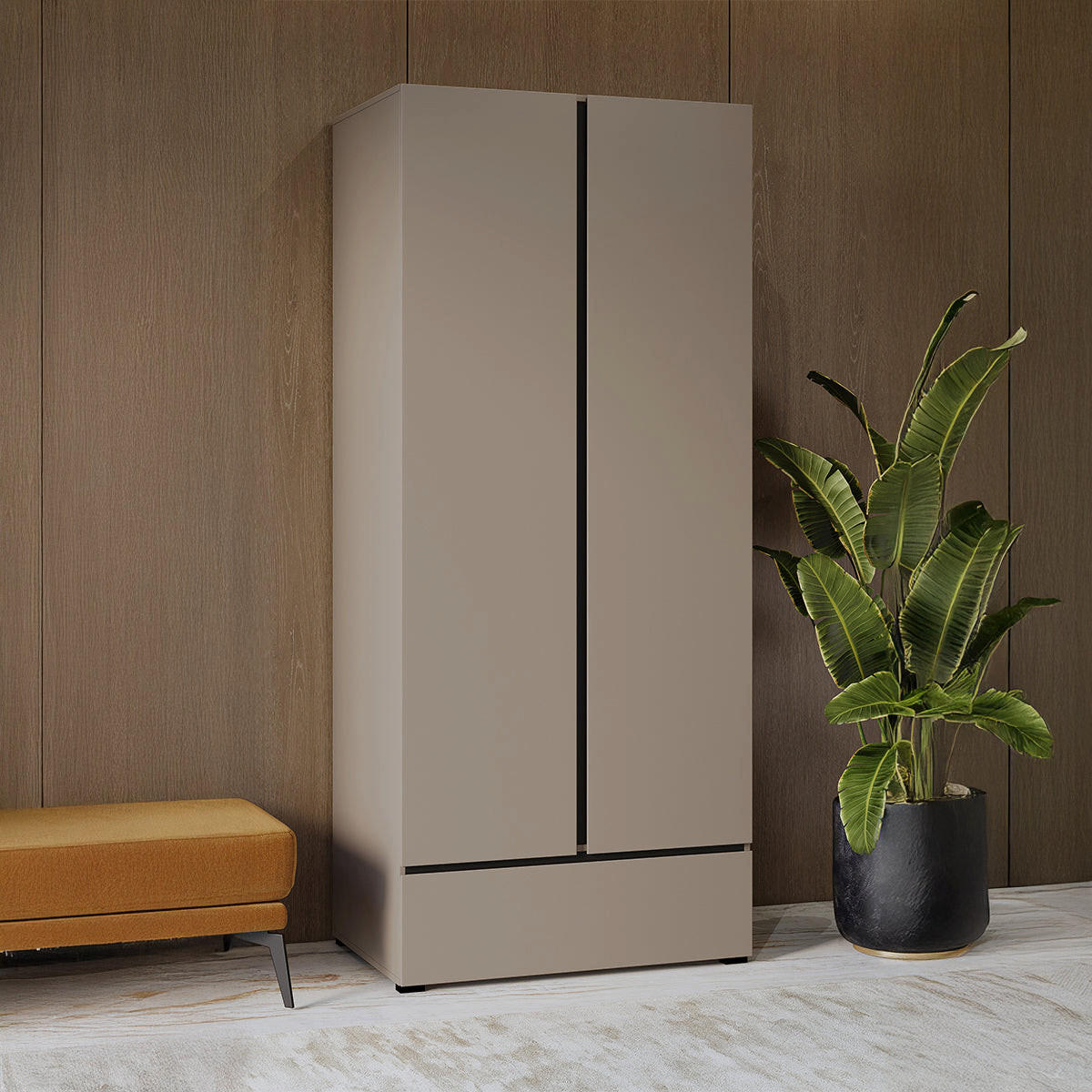 ŠATNÍKOVÁ SKRIŇA 2 dvere Lilia Krtko - taupe, kompozitné drevo (89/210/59.5cm) - Petits-meubles