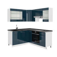 ECKKÜCHE Fame-Line Dunkelblau Hochglanz/Weiß 160 x 190 cm AP Anthrazit - Dunkelblau/Weiß, Holzwerkstoff (190/81.6/60cm) - Vicco